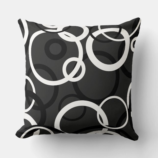 Black, White and Grey Circles Cushion (Front)