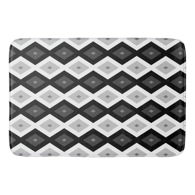 Black, white and grey diamond pattern bath mat (Front)