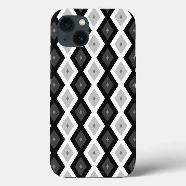 Black, white and grey diamond pattern Case-Mate iP iPhone Case (Back)