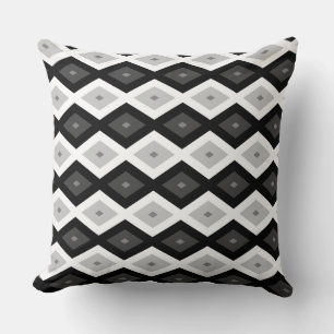 Black, white and grey diamond pattern cushion