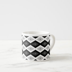 Black, white and grey diamond pattern espresso cup