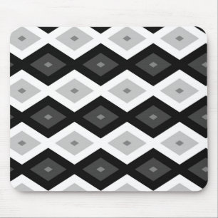 Black, white and grey diamond pattern mouse mat
