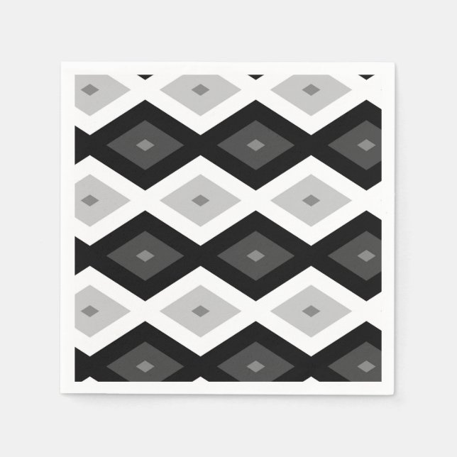 Black, white and grey diamond pattern napkin (Front)
