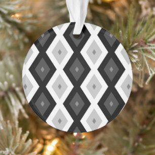 Black, white and grey diamond pattern ornament
