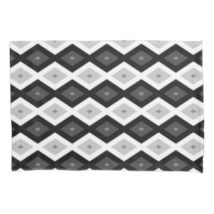 Black, white and grey diamond pattern pillowcase