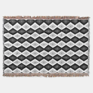 Black, white and grey diamond pattern throw blanket