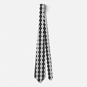 Black, white and grey diamond pattern tie