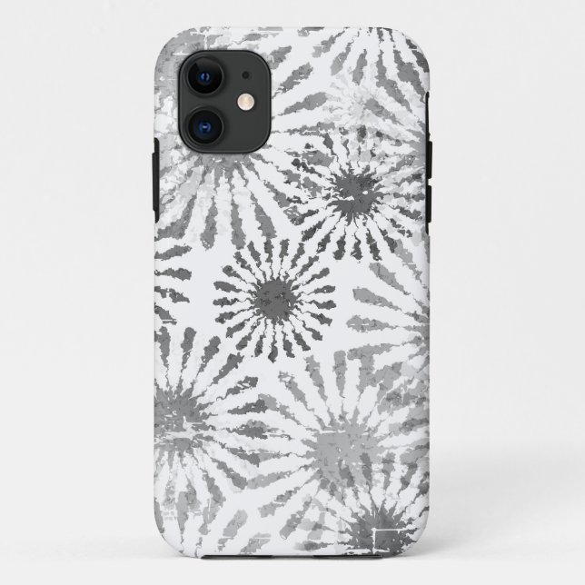 Black White and Grey Floral Burst Case-Mate iPhone Case (Back)