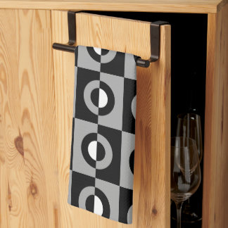 Black, White and Grey Geometric Pattern Tea Towel