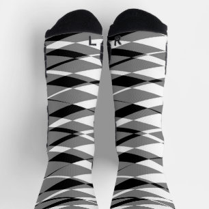 Black White and Grey Geometric Socks