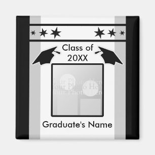 Black, White and Grey Graduation (photo frame) Magnet