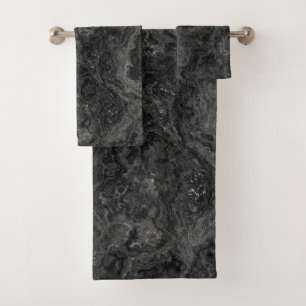 Black, White, and Grey Marble abstract Bath Towel Set