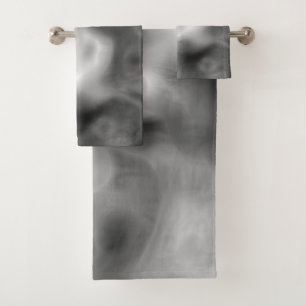 Black, white and Grey Marbled Abstract   Bath Towel Set