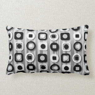 Black White and Grey Modern Pattern Lumbar Cushion