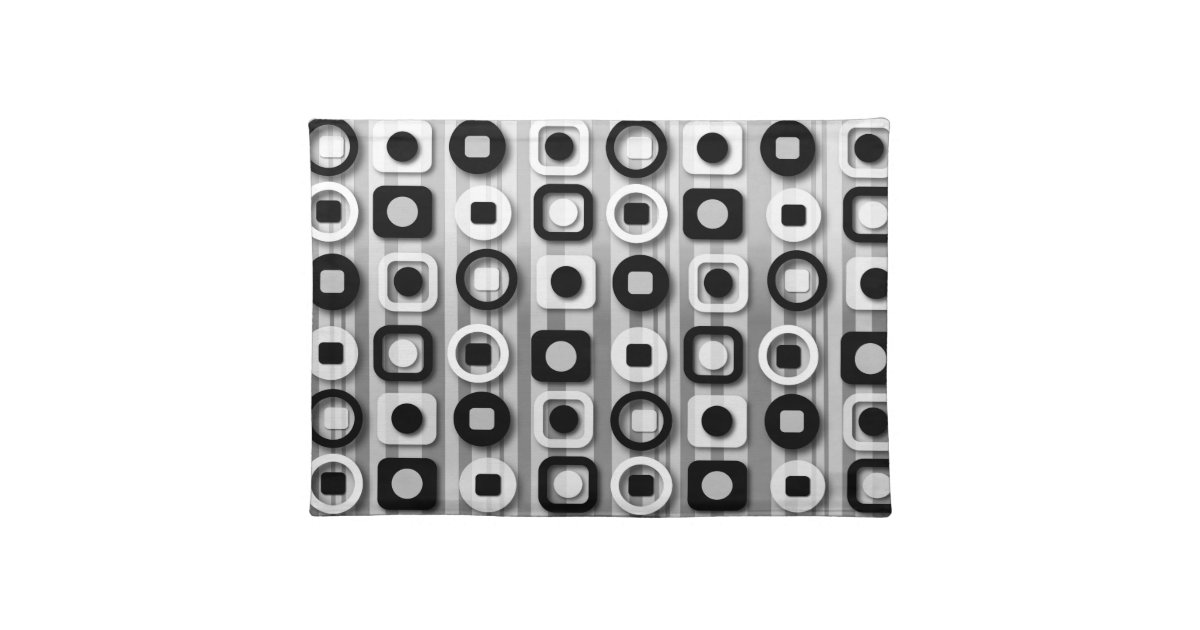 Black White and Grey Modern Pattern Placemat Zazzle