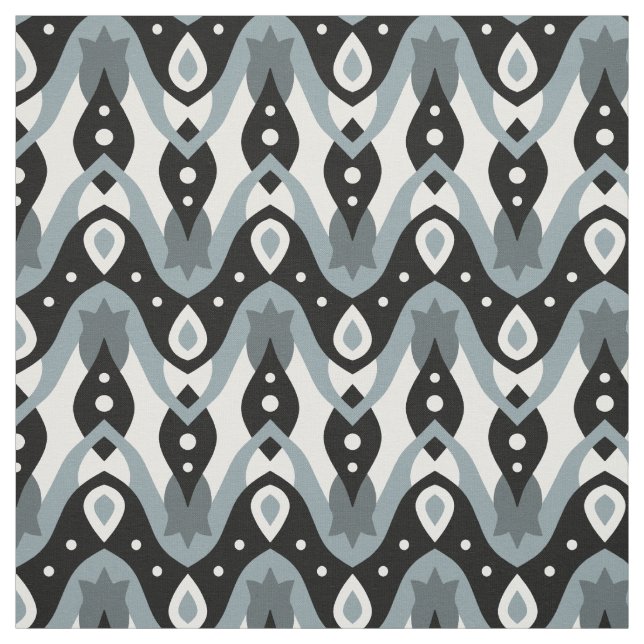 Black, White and Grey Monochrome Geometric Pattern Fabric (Swatch)