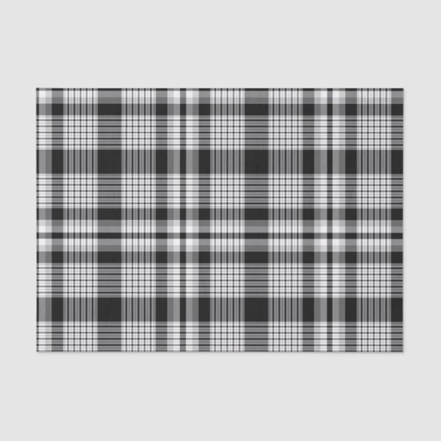 Black White and Grey Plaid Tissue Paper (Front)