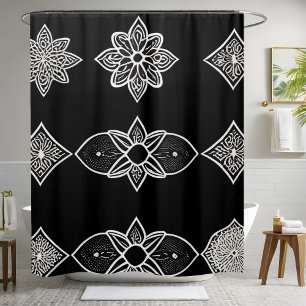 Black White and Grey Shower Curtain