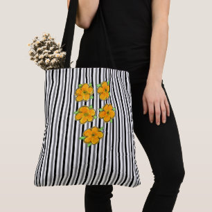 Black White and Grey Stripe Tote Bag