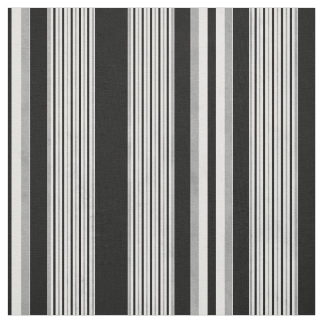 Black White and Grey Striped Pattern Fabric (Swatch)