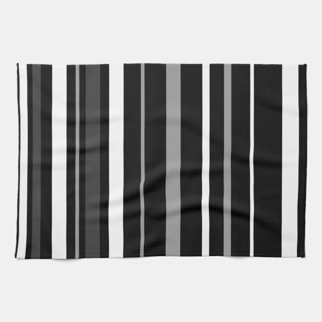 Black, white and grey stripes. tea towel (Horizontal)