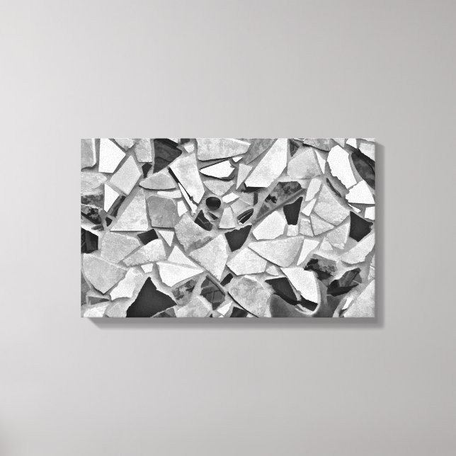 Black, White And Grey Terrazzo Photo Art Canvas Print (Front)