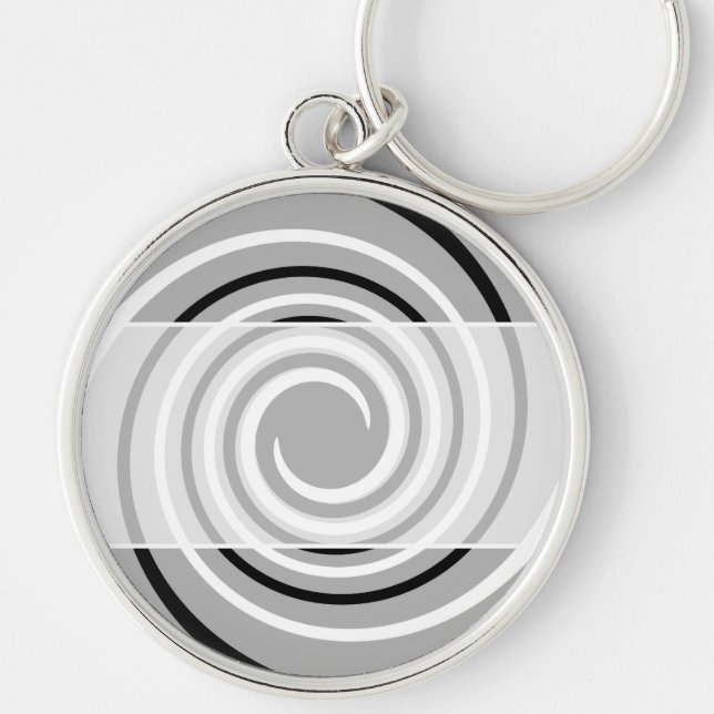 Black, White and Grey Twist Design. Key Ring (Front)