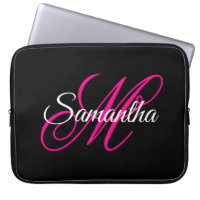 Black White and Hot Pink Fancy Script Monogram