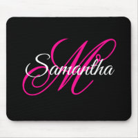Black White and Hot Pink Fancy Script Monogram