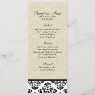 Black White and Ivory Damask Reception Menu
