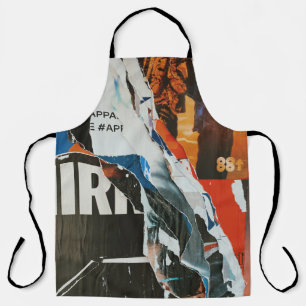 Black white and orange abstract painting apron