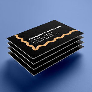 Black White and Pastel Orange Wavy Frame Business Card