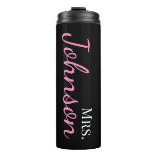 Black White and Pink Calligraphy School Teacher Thermal Tumbler