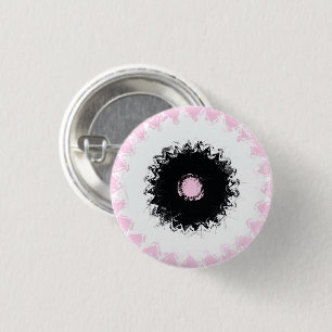 Black, White and Pink Chalk Abstract 3 Cm Round Badge