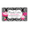Black, White, and Pink Damask Bakery Label