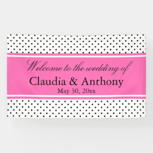 Black, White and Pink Polka Dot Wedding Banner