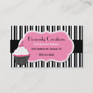 Black, White, and Pink Pretty Bakery Business Card