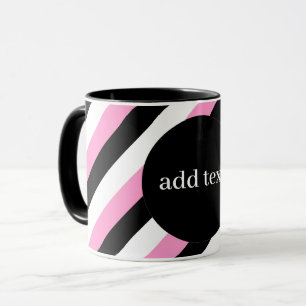 Black, White and Pink Stripes Mug
