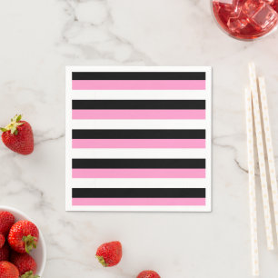 Black, White and Pink Stripes  Napkin