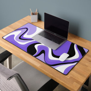 Black, White and Purple Fluid Abstract Desk Mat