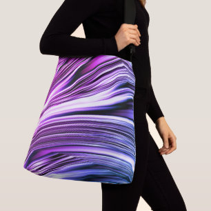 Black, White, and Purple Stripes Crossbody Bag