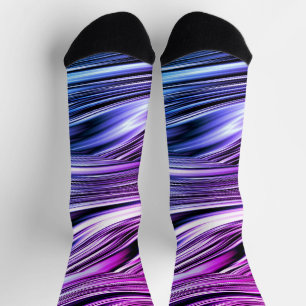 Black, White, and Purple Stripes Socks