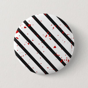 Black, white and red 6 cm round badge