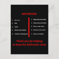 Black, White and Red Bathroom Thank You Signage