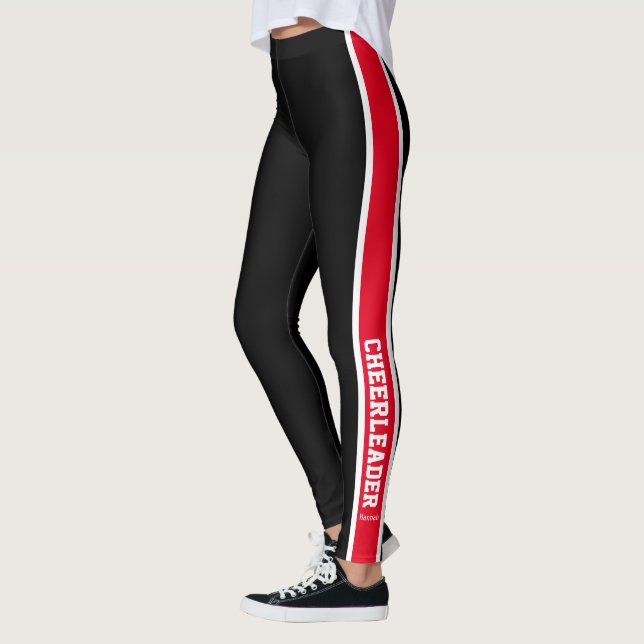 Black White and Red Cheerleader Leggings (Left)