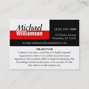 Black White and Red Corner RESUME Cards