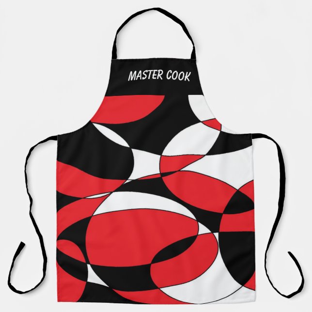 Black, White and Red Ellipticals Apron (Front)