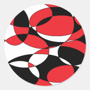 Black, white and red ellipticals classic round sticker