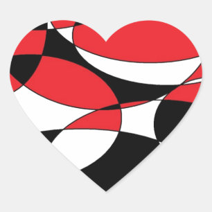 Black, white and red ellipticals heart sticker