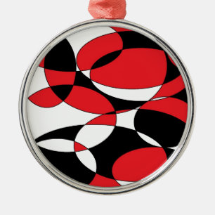 Black, white and red ellipticals metal tree decoration